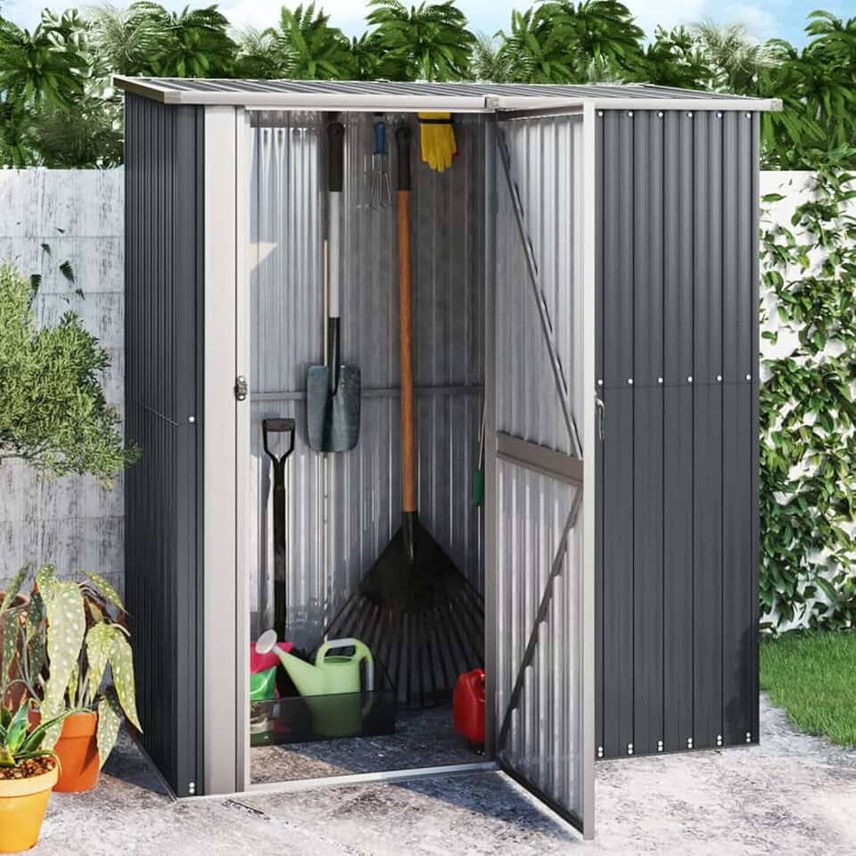 jardinite - abri de jardin acier galvanisé - 180,5x97x209,5 cm - anthracite - jardinite