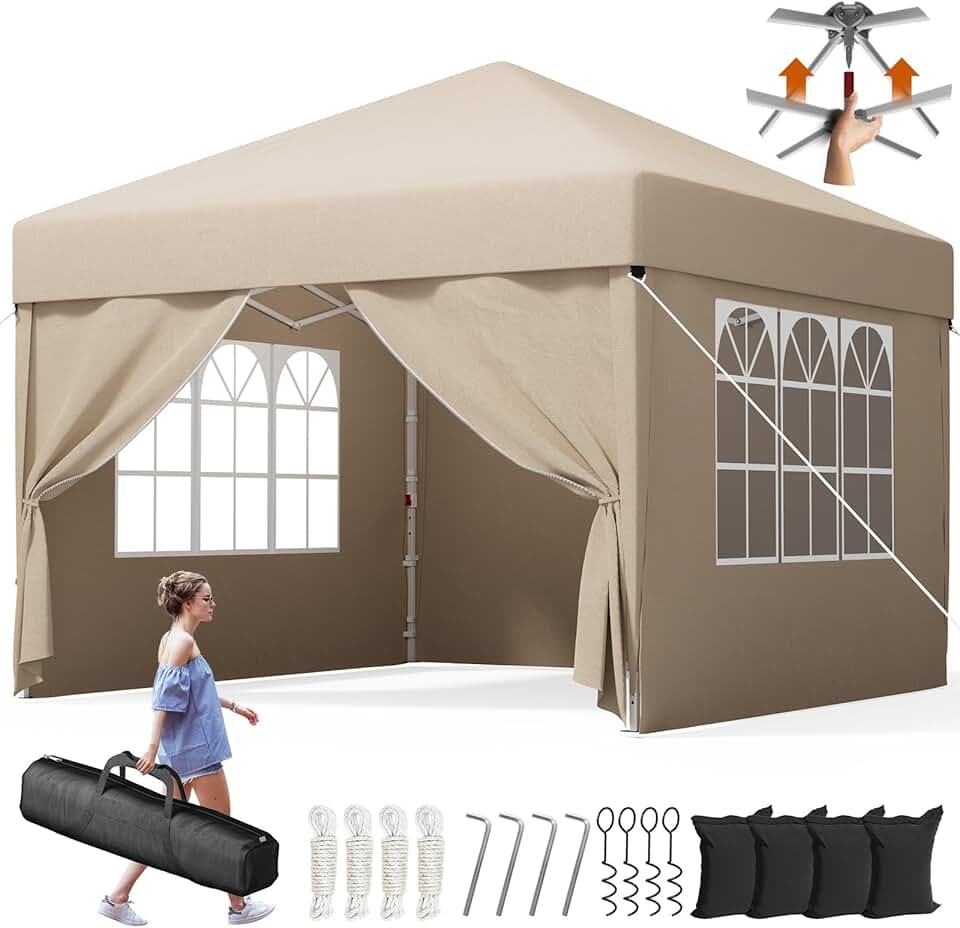 jardinite - tonnelle pliante 3x3m - imperméable, 4 parois, UV 50+