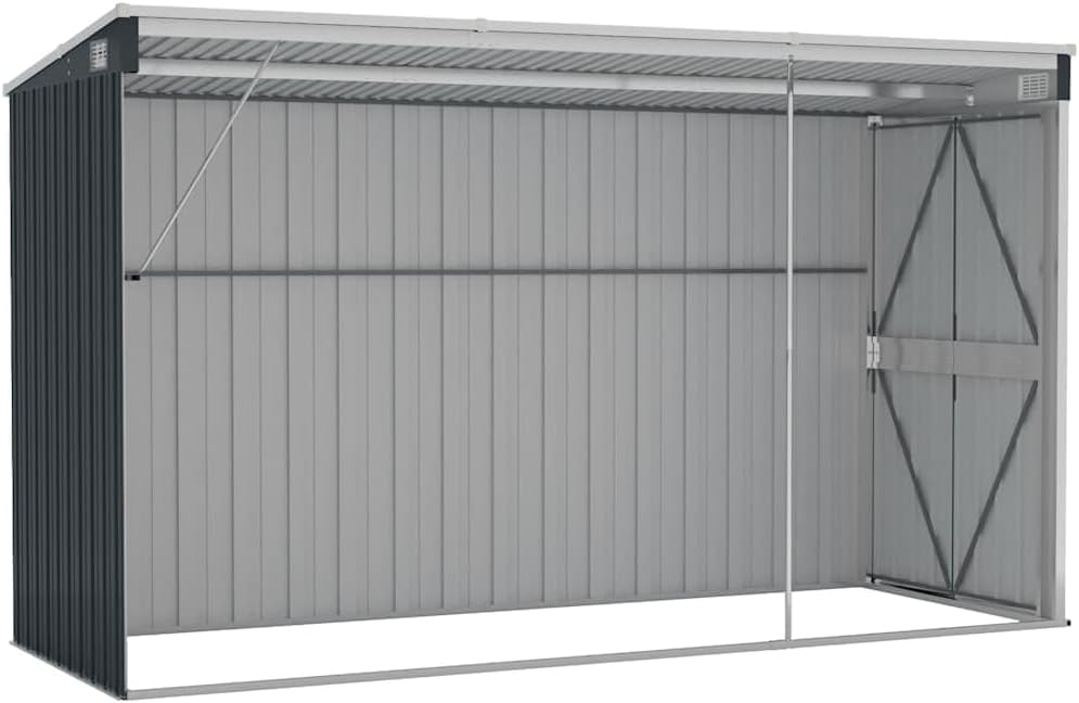 Abri de jardin mural - acier anthracite 118x288x178 cm - extérieur - 316227