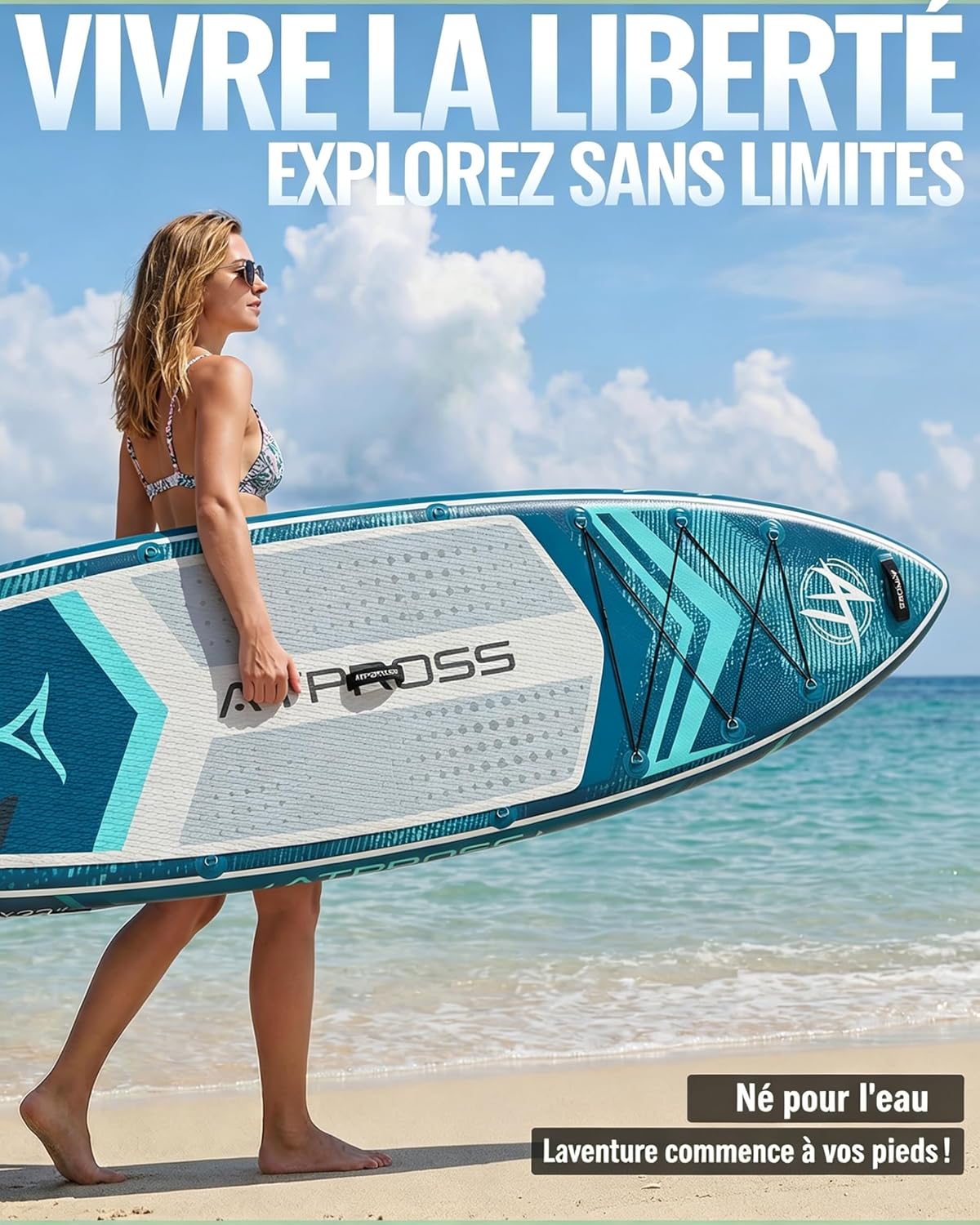 Planche à pagaie gonflable - extra large 350x89x15cm, 200kg, kit accessoires