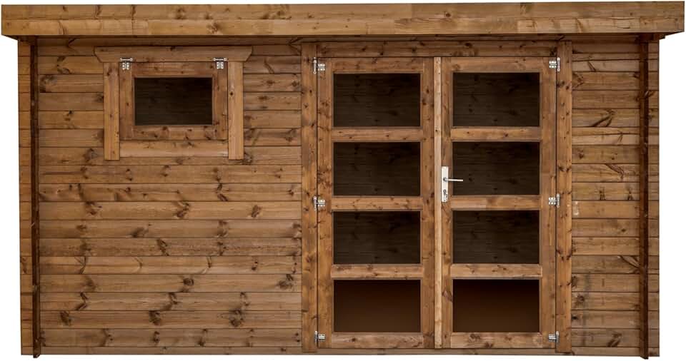 Abri de Jardin - bois traité 28mm, 9,9m² espace utile - INT042