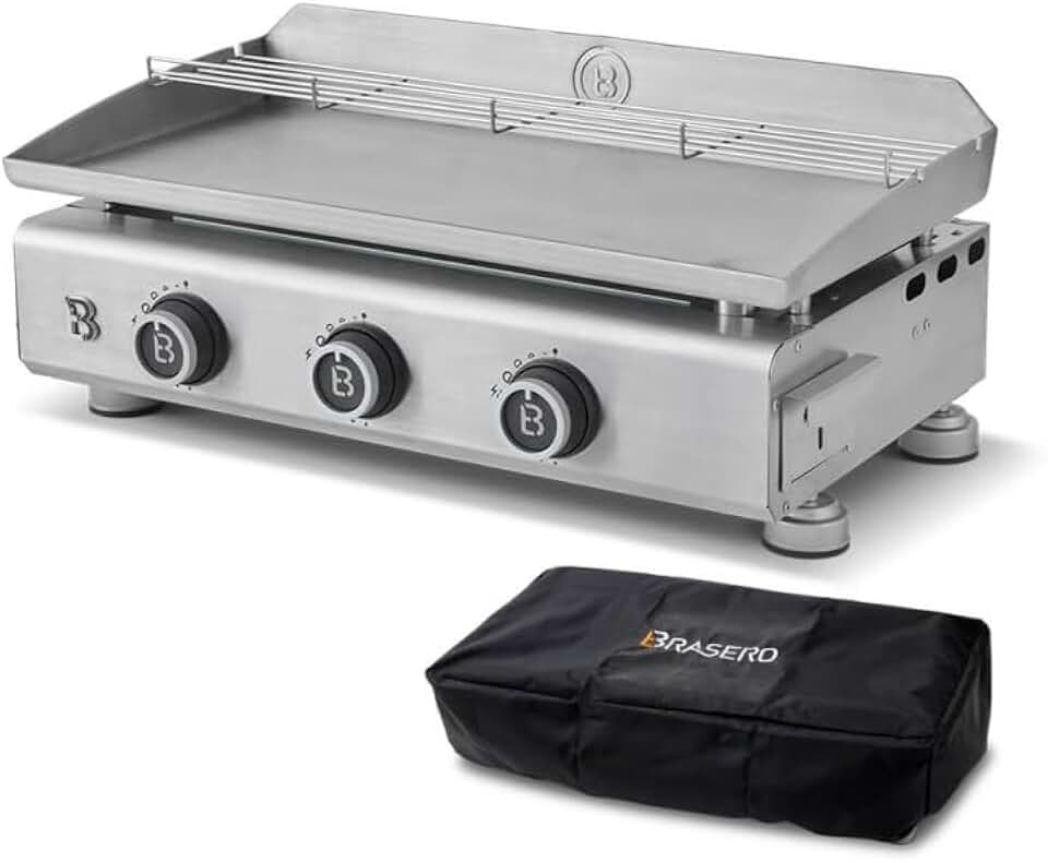 Favex - Silvia IIG Evo Inox - 67x34 cm - Plancha inox 3 brûleurs, housse, 7,95kW - SILVIAIIGEVO