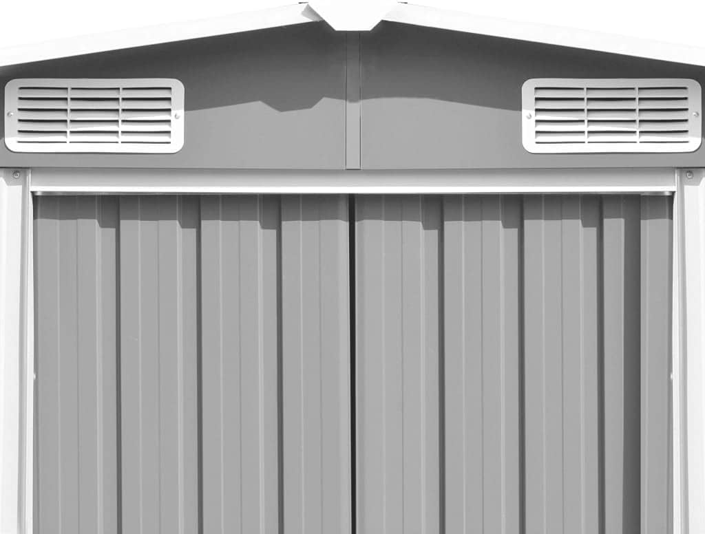 Abri de jardin en métal gris - 257x298x178 cm, résistant, 72,36kg