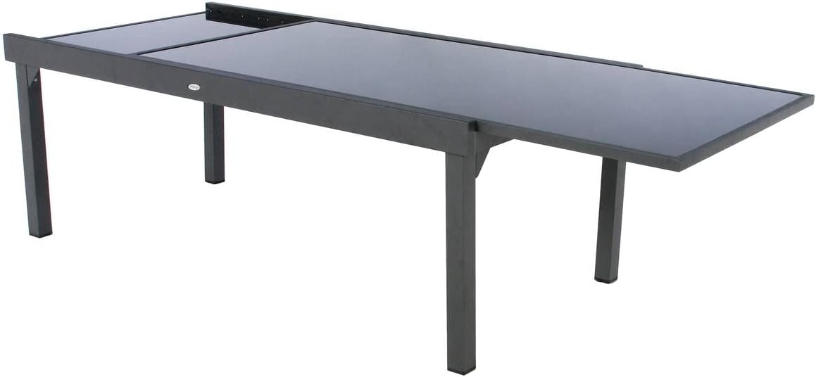 jardinite - Piazza extensible - 12 places - aluminium/verre renforcé - gris graphite