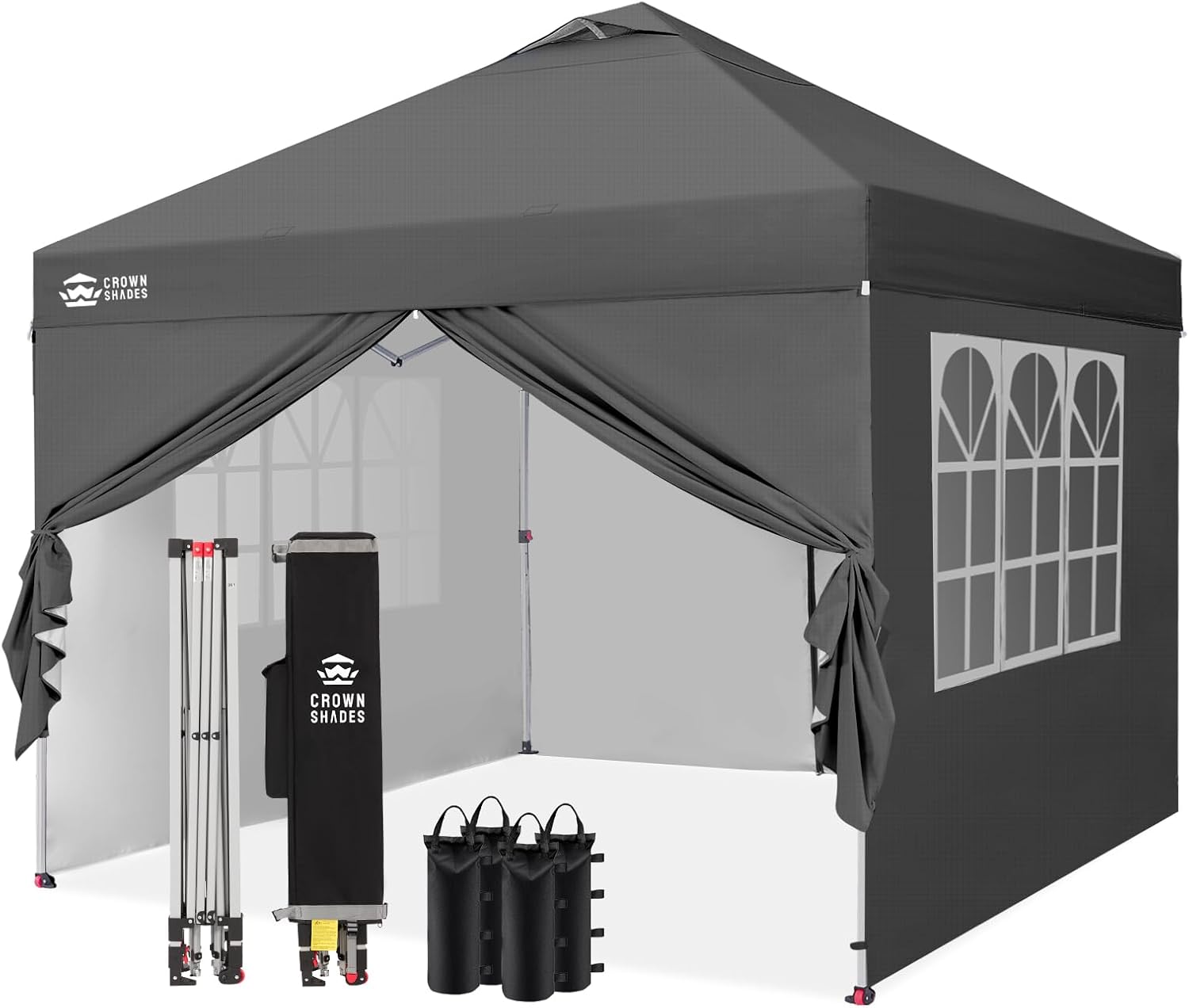jardinite Tonnelle Pliante 3x3 Imperméable, Barnum Pliant de Jardin Exterieur, Pop-Up Gazebo avec Sac de Rangement, UPF 50+, avec 4 Parois Latérales Amovible, 4 Sac de Sable, Gris