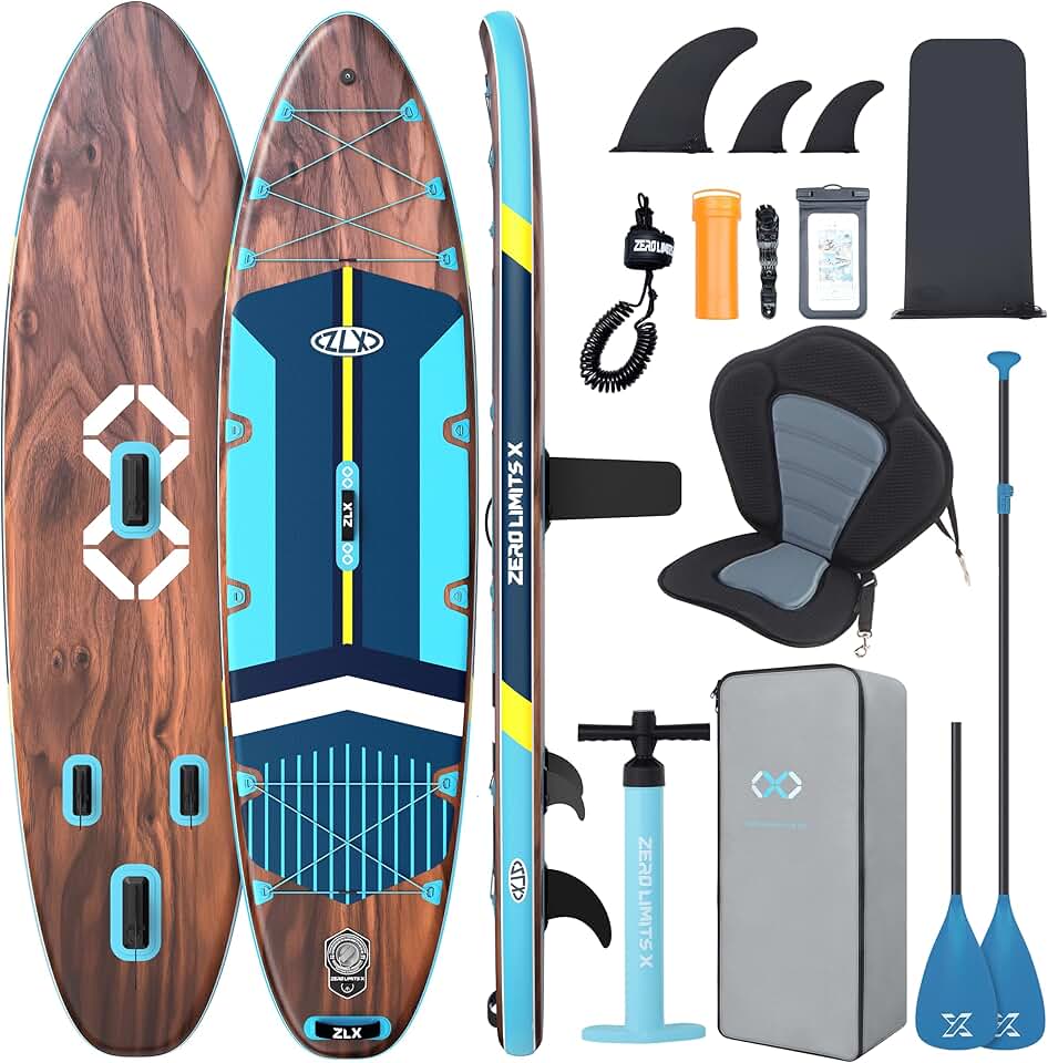 ZLX - Paddle gonflable série Extra Large - 350 x 89 cm - planche antidérapante stable, accessoires premium, siège gonfla