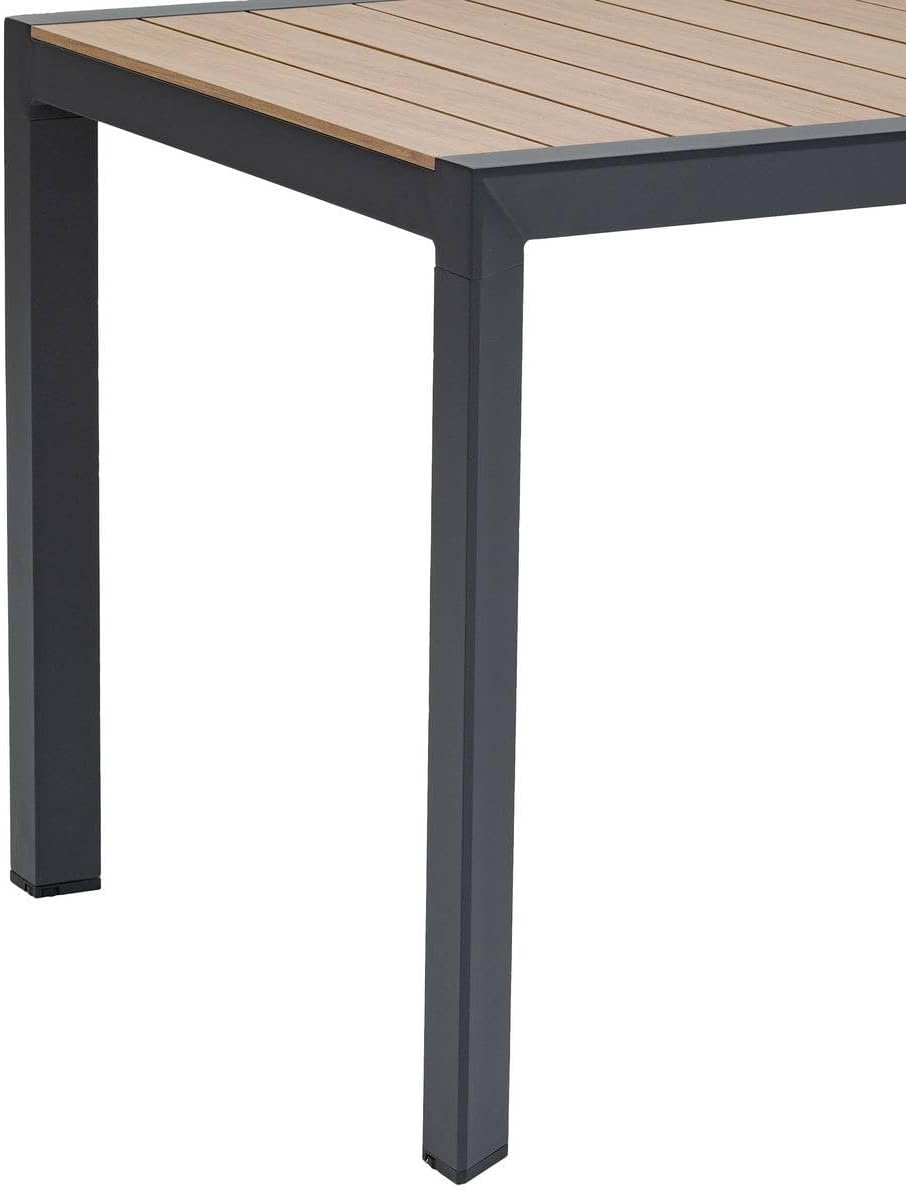 jardinite - Table évasion 4 places - aluminium effet bois - Honey/Graphite