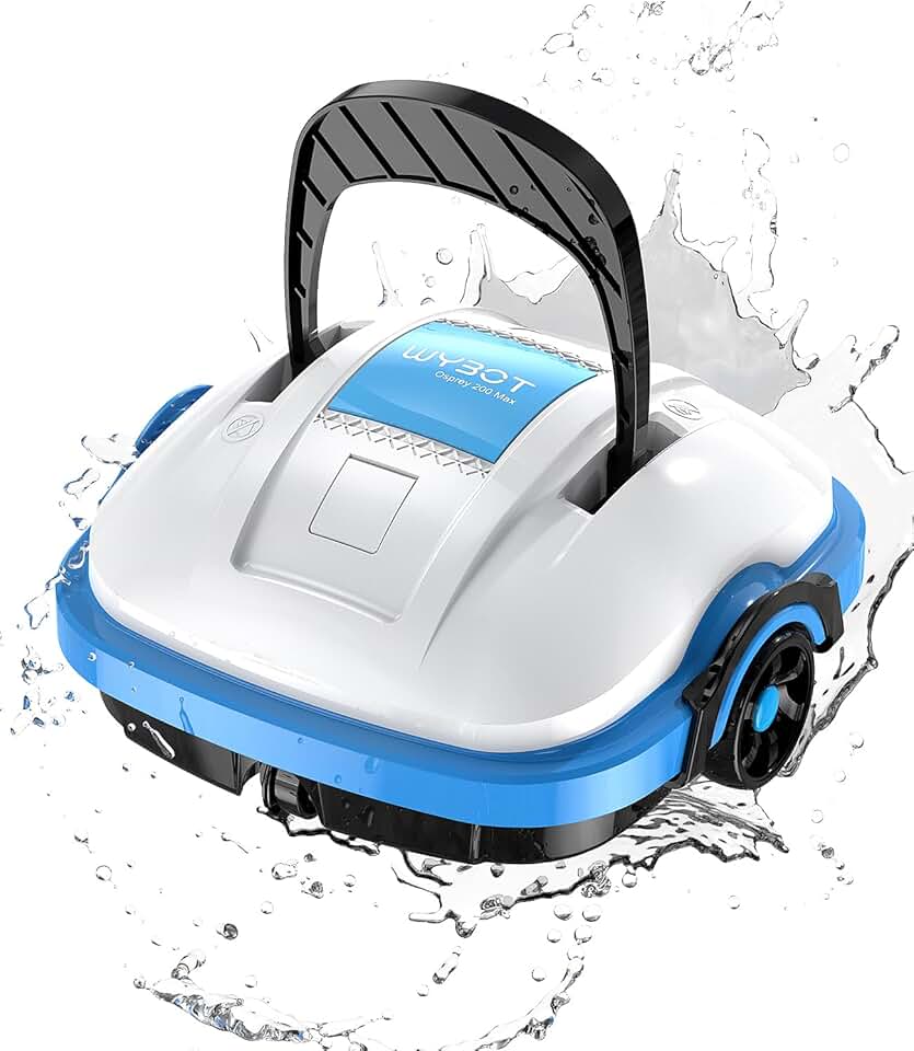 jardinite Osprey 200 Robot Piscine,Aspirateur Piscine sans Fil,Stationnement Automatique,Moteurs Doubles Nettoyeur de Piscine,Filtration 180 µm,pour Piscines Hors Sol 50m²-Blanc