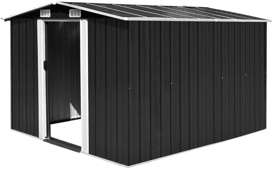 jardinite - abri de jardin métal anthracite - 257x298x178cm - rangement extérieur