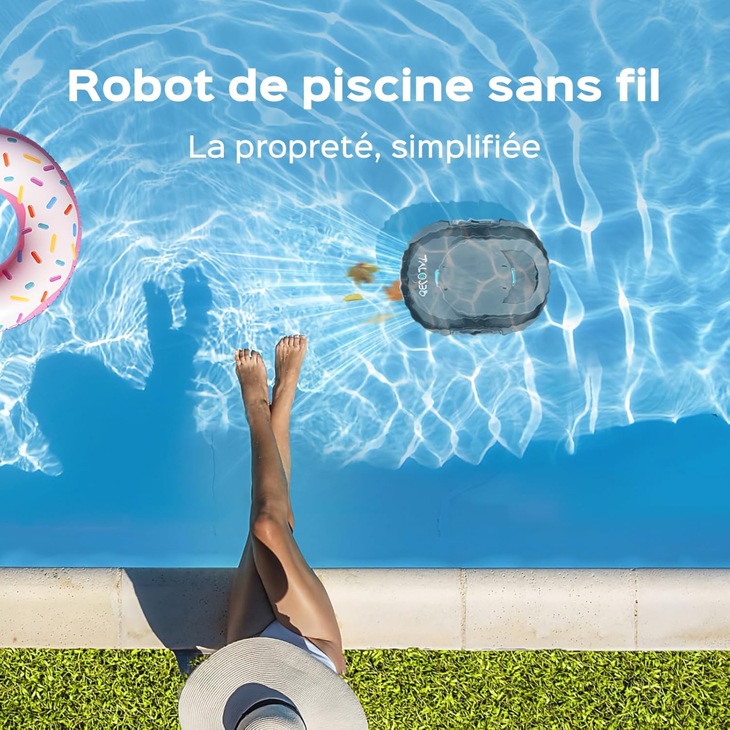Robot piscine - nettoyeur compact double moteur, 120min, 100m², station auto - S1PRO