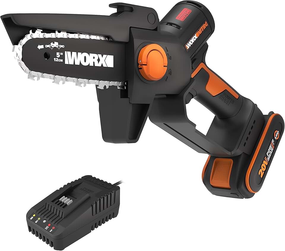 jardinite - Mini tronçonneuse brushless 20V, guide 12cm, coupe 10cm, WG325E