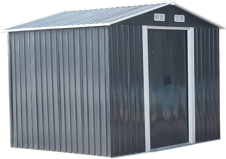 jardinite - MANSO - abri de jardin métal 5,2m² - acier galvanisé gris