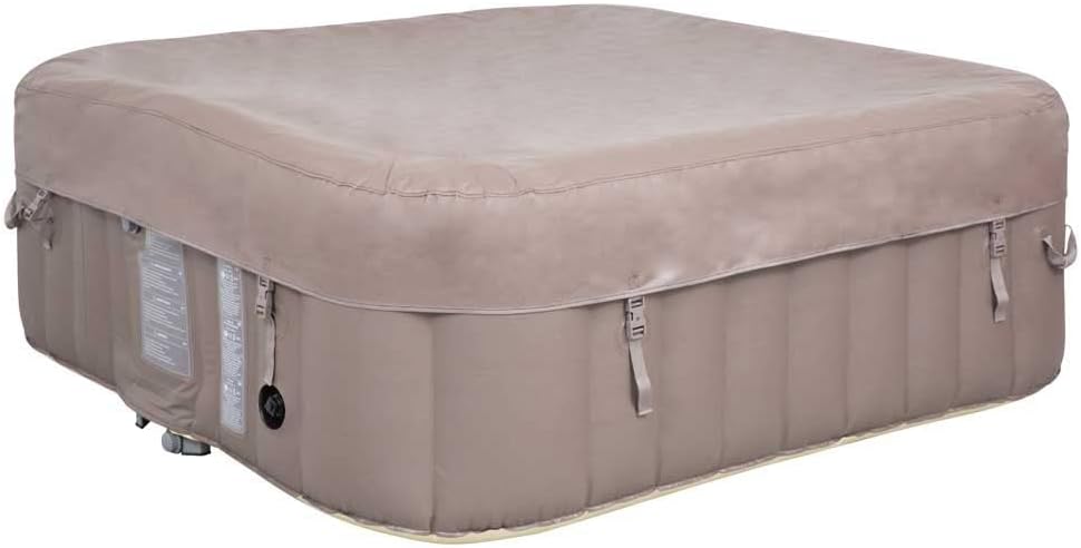 jardinite Spa hydromassage Gonflable Chauffant 4-6 Personnes 185 x 65 cm Pompe Super silencieuse intégrée, Marron