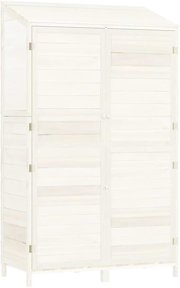jardinite - Hangar de jardin solide 102x52x174,5 cm bois blanc