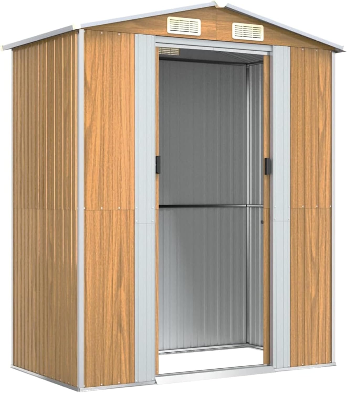 Abri de jardin extérieur en acier galvanisé marron clair 192 x 108 x 223 cm