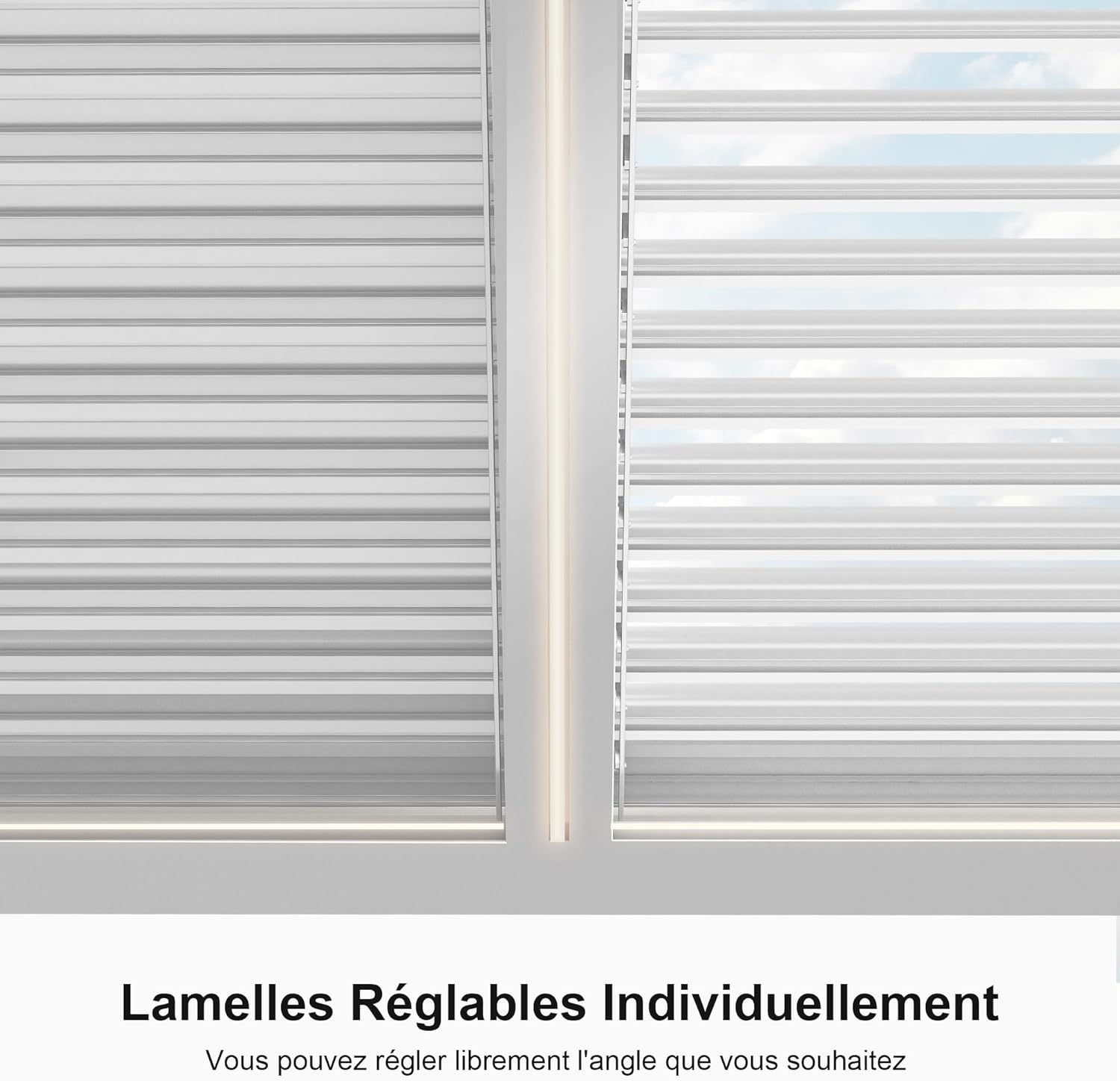 jardinite - Pergola bioclimatique 4,84x3,68m alu, LED, gouttières