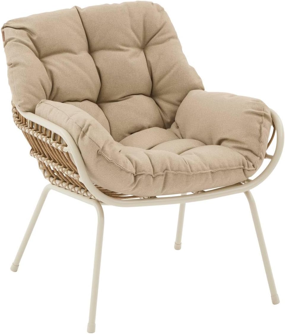 jardinite - Paopao Duo - Compact, résine tressée, coussins - Argile, acier anti-corrosion