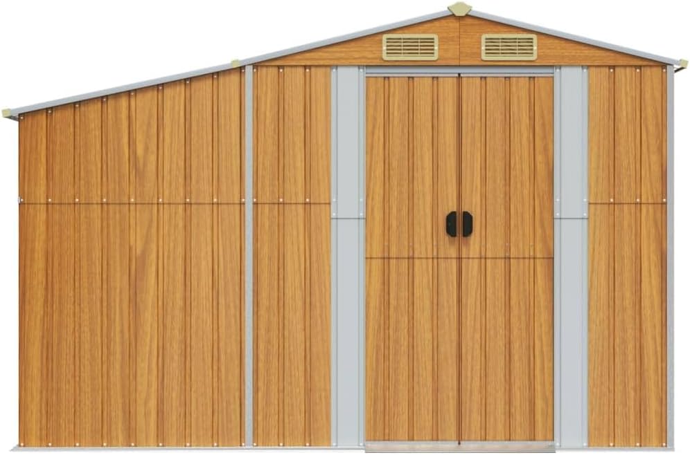 Abri de jardin métal - toit incliné, acier galvanisé, 277x279x179cm - trémie charbon résistante aux intempéries