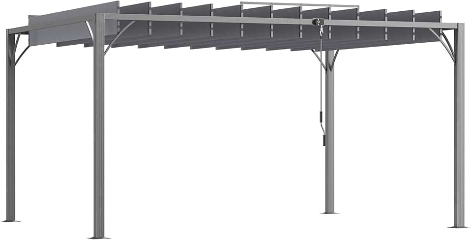 jardinite - Pergola bioclimatique 4x3 m - Lames orientables, structure aluminium, UV 50+ - Gris - TP12