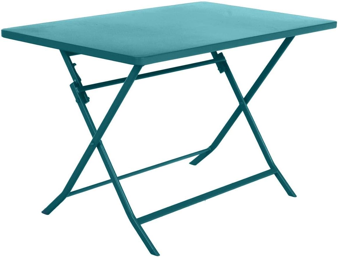 jardinite - Greensboro - 120x70cm - table pliante 4 places acier bleu
