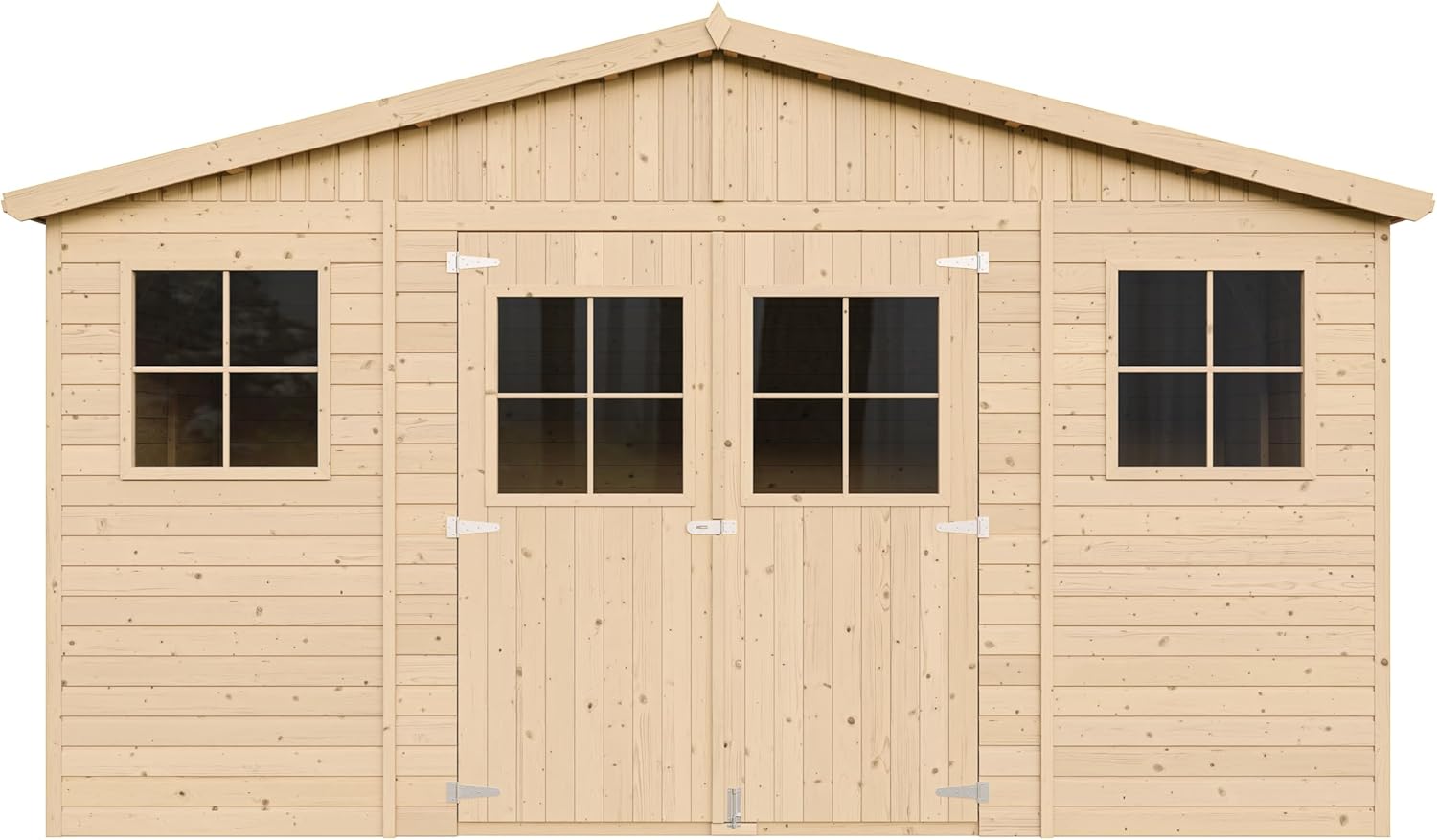 Abri de Jardin en Bois Exterieur avec Plancher IMPRÉGNÉ- Chalet en Pin/épicéa-H246x418x320 cm/12 m²- Construction de Panneaux - Rangement pour vélos, Remise à Outils- jardinite M331+M331G