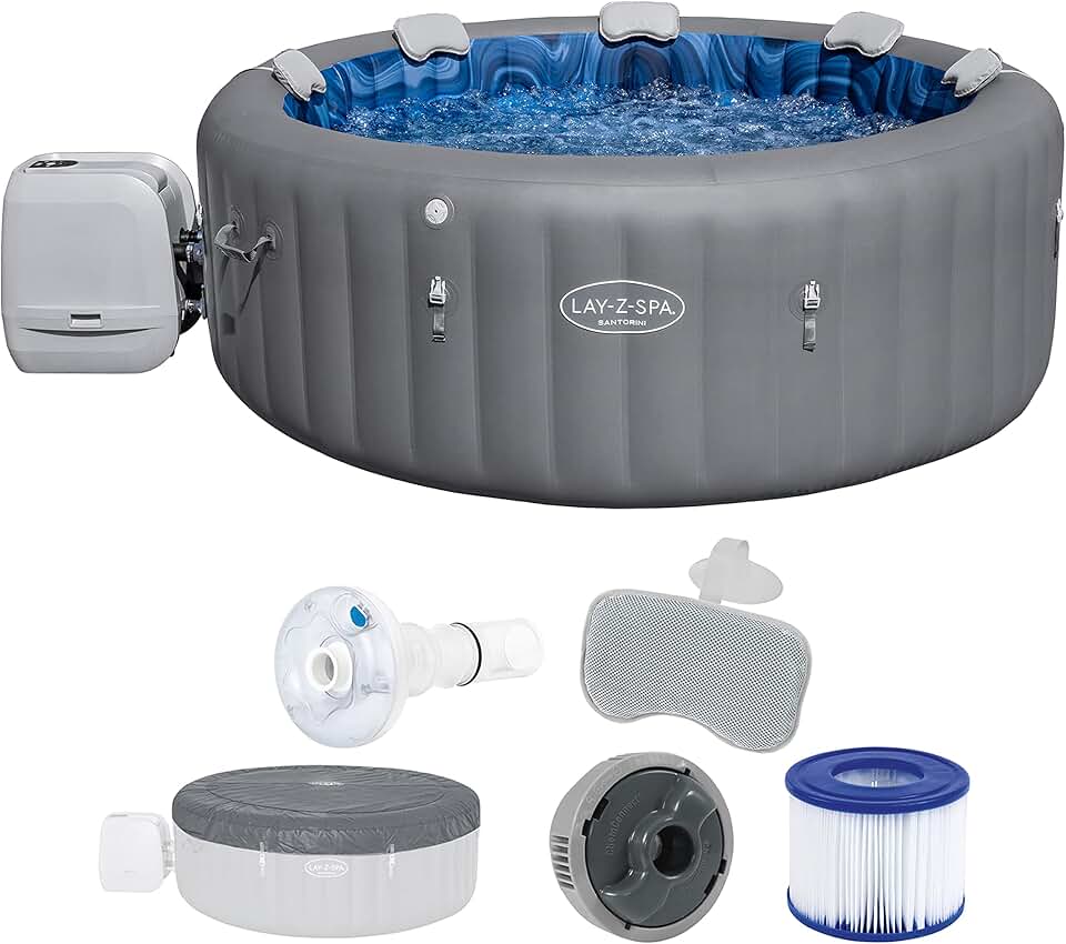 jardinite - Spa Santorini Smart HydroJet Pro - 216x216x80cm - 5 à 7 personnes, contrôle par application