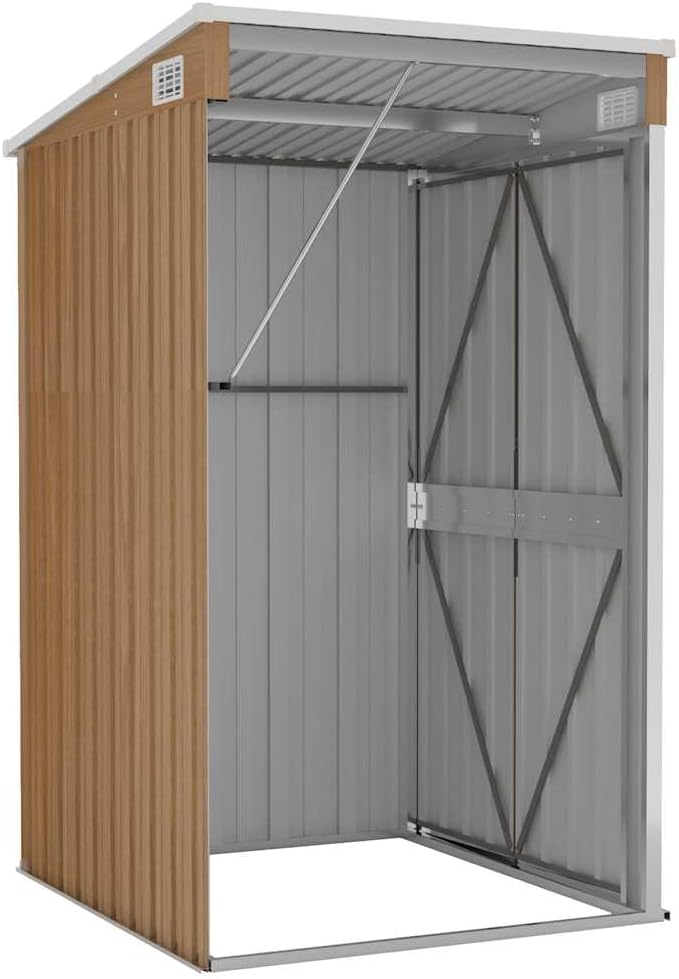 jardinite Remise de Jardin Murale Marron 118x100x178 cm Acier galvanisé,Maison & Jardin, Pelouses & Jardins, Vie en extérieur, Structures extérieures, Cabanes & abris de Jardin, Brun (Poids 22.7KG)