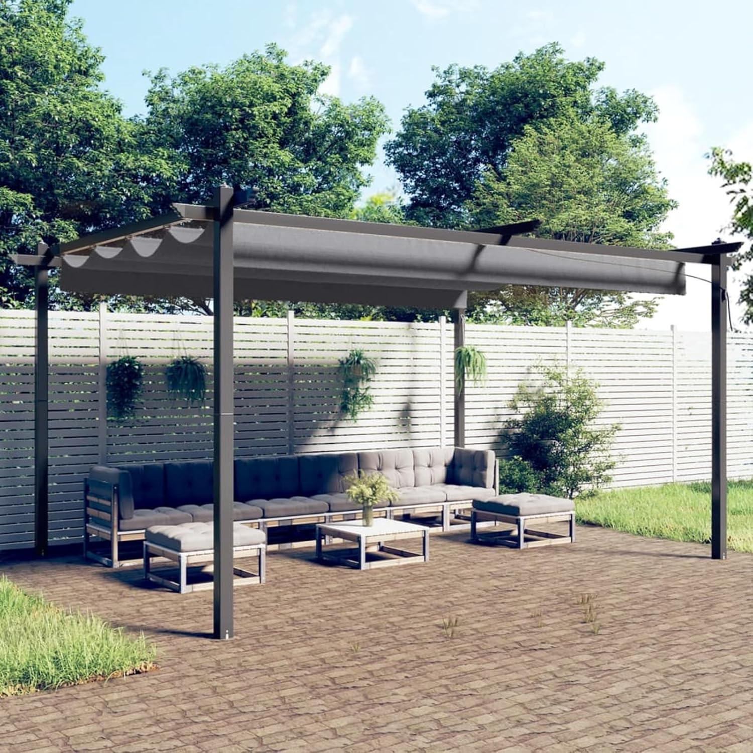 Pergola - toit extensible, étanche, anthracite - 4x3m, jardin, terrasse