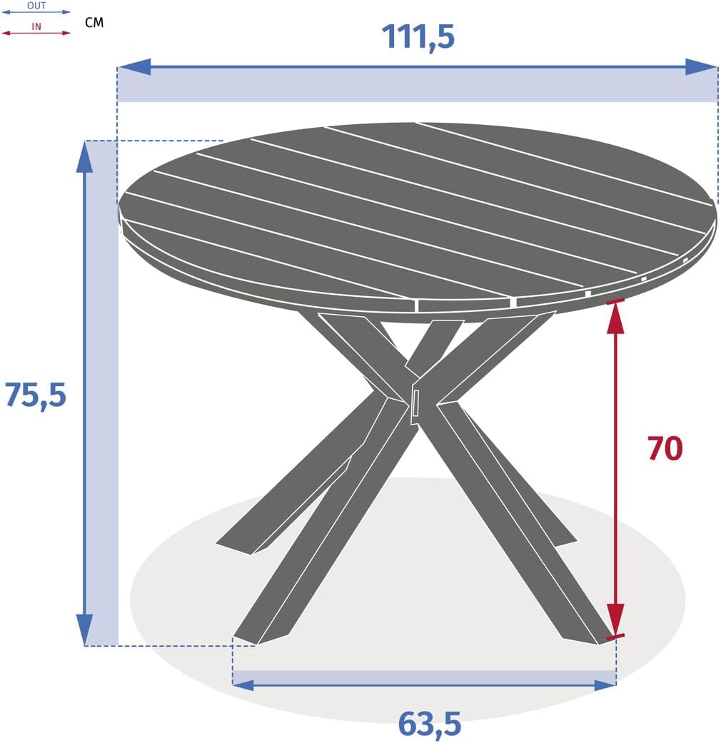 jardinite - Table Oriengo ronde - 4 places - aluminium et acacia