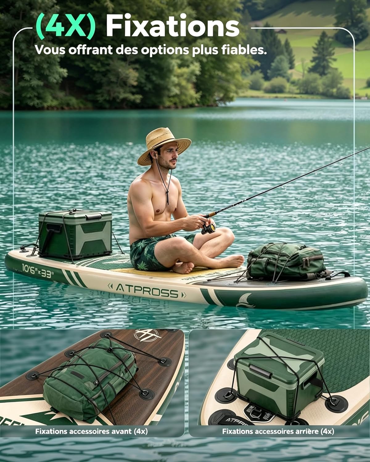 Stand Up Paddle gonflable adulte, 320x84cm, 2 places, charge 200kg