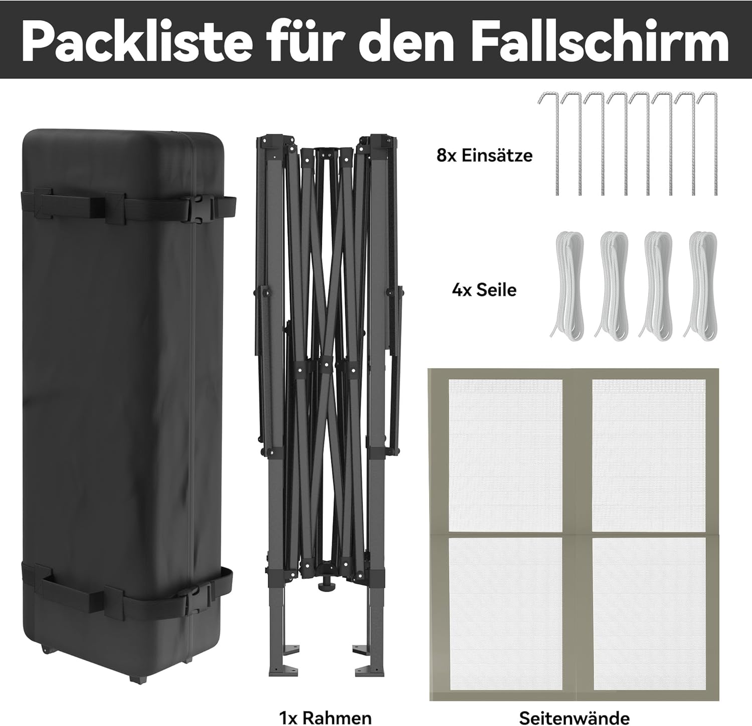 Tonnelle de jardin pop-up, 4x4m, imperméable, UV, pliable, kaki