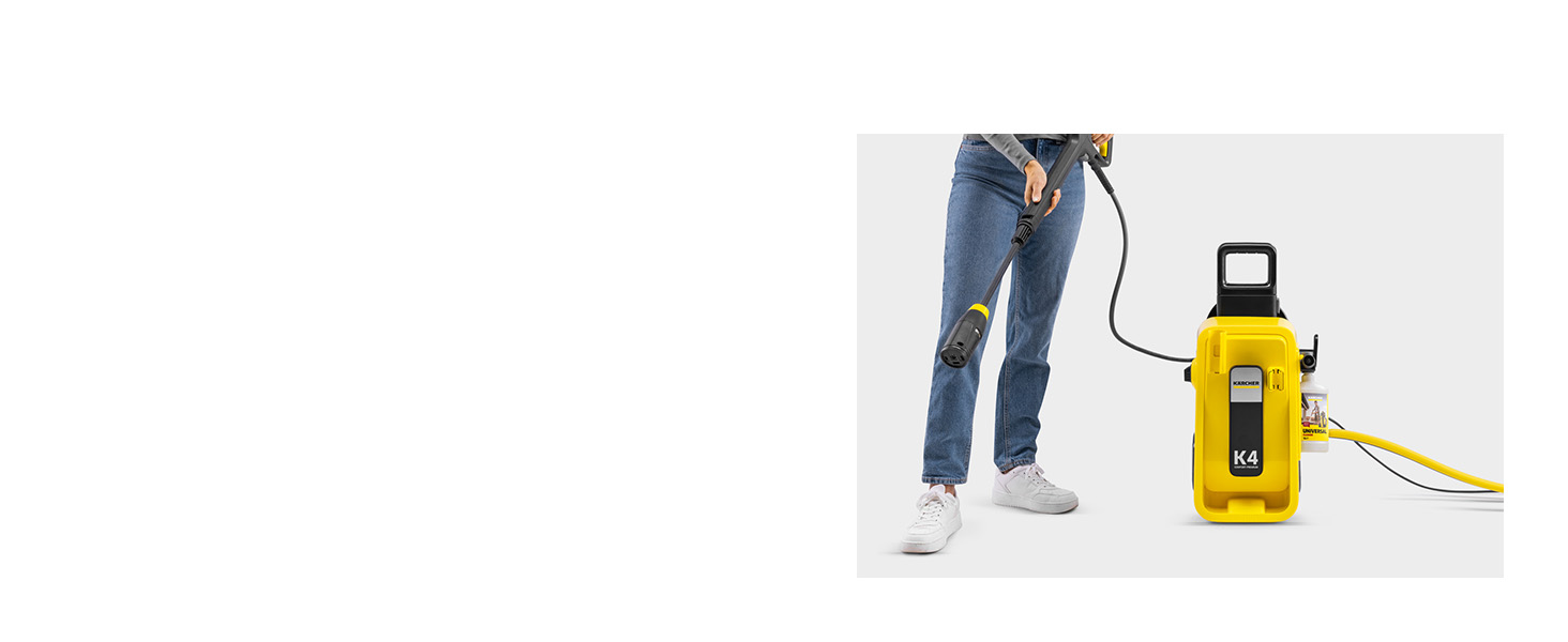 Schéma pédagogique montrant les trois étapes de l'utilisation d'un appareil portatif jaune, illustré par des illustrations des jambes et des mains.