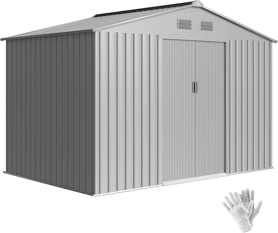 jardinite - abri de jardin 4,9 m², 277x195x192 cm, porte coulissante, ventilation, kit fondation