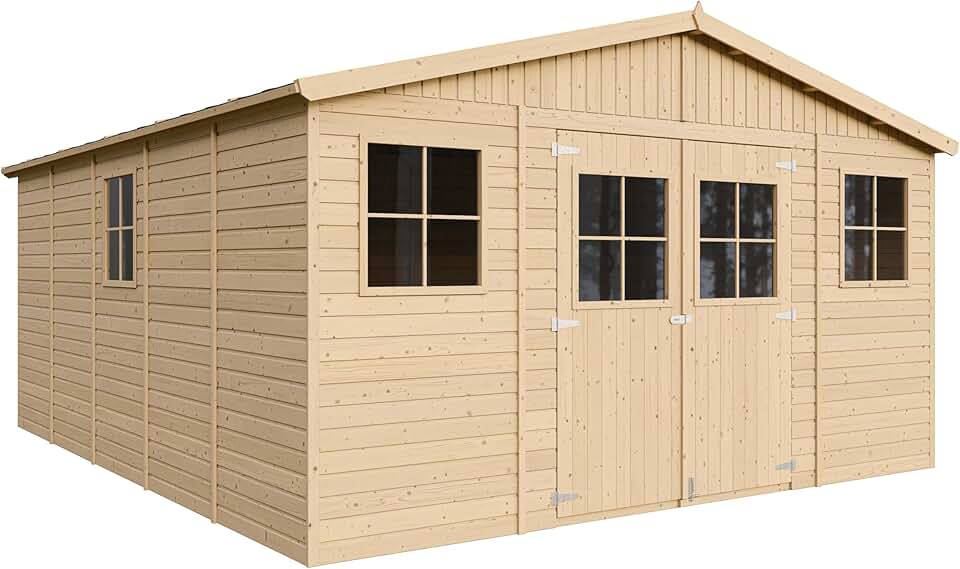 jardinite - Abri de jardin bois, 20m², fenêtres, rangement - M333