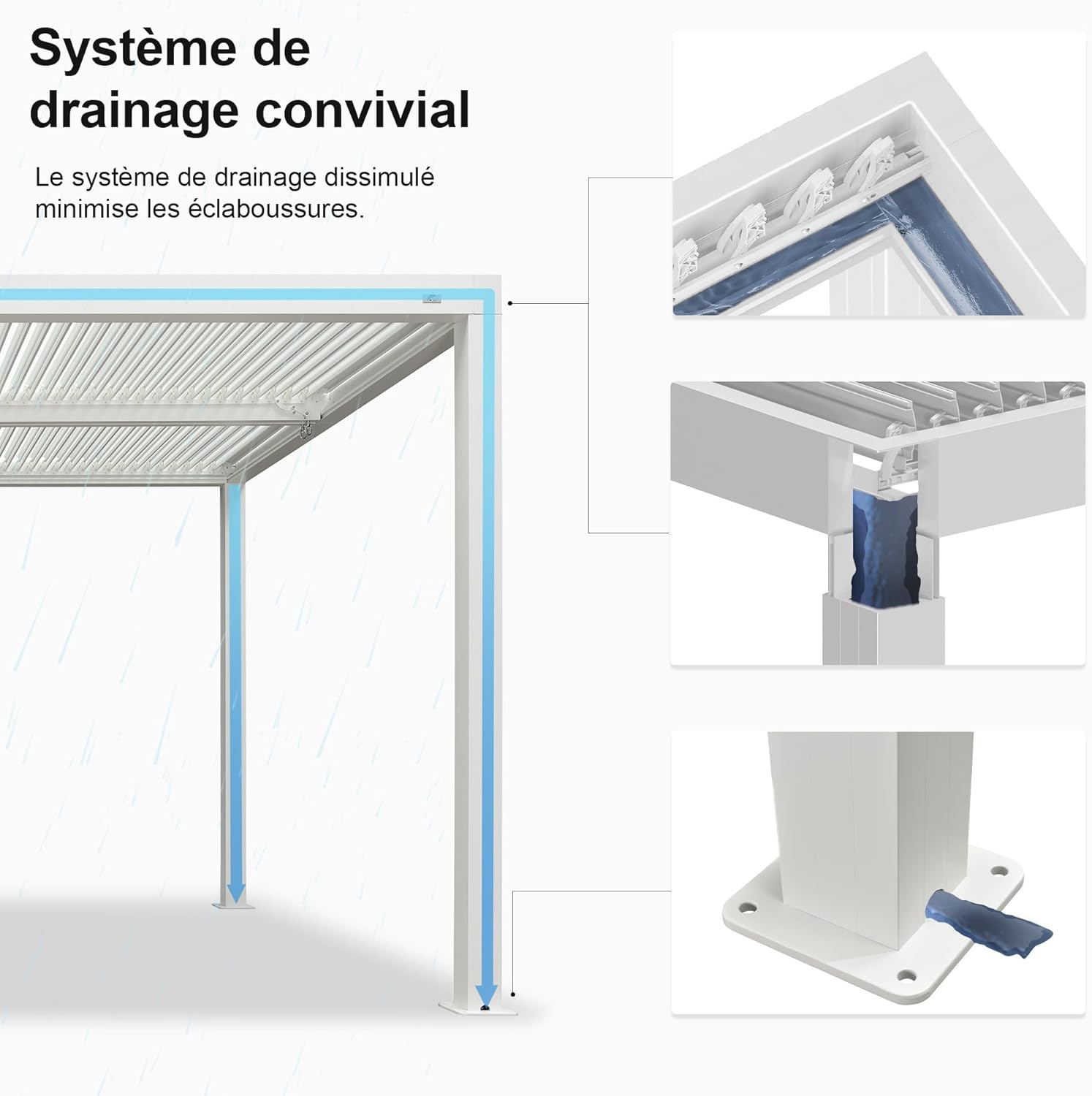 jardinite - pergola bioclimatique - 4,6x3,3 m - alu, lames orientables, éclairage intégré