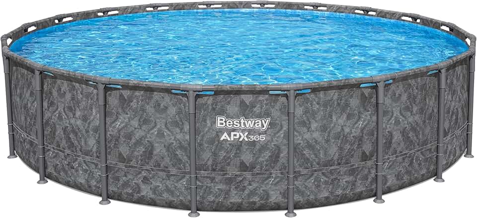 jardinite - Kit Piscine Hors Sol APX - ronde - 610x610x132 cm - gris foncé