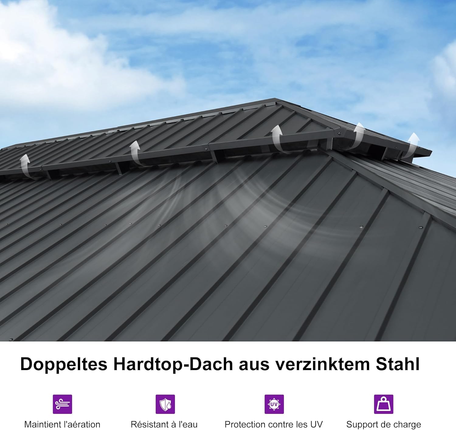jardinite - Pergola série extérieure - 7.32x4.25m - alu, éclairage, moustiquaire, rideaux, gouttière, poteaux renforcé