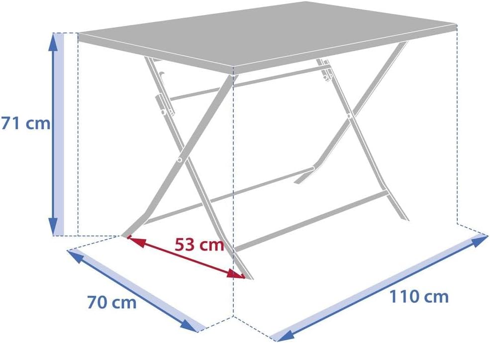 jardinite - Greensboro - 4 places - Table pliante rectangle acier antirouille