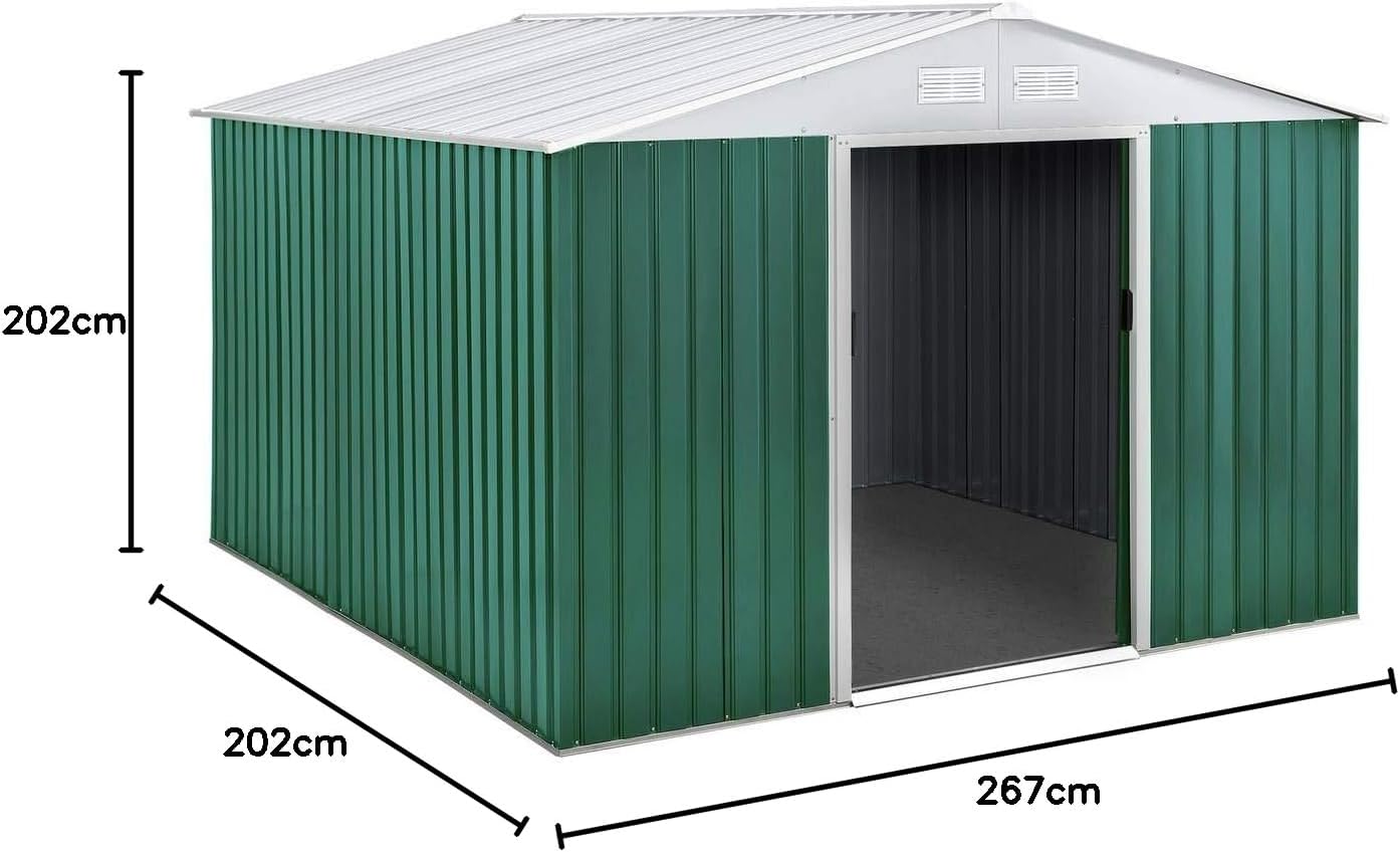 Abri de Jardin Métal Rosas - 7,06 m² - Vert durable et robuste - RJR6820