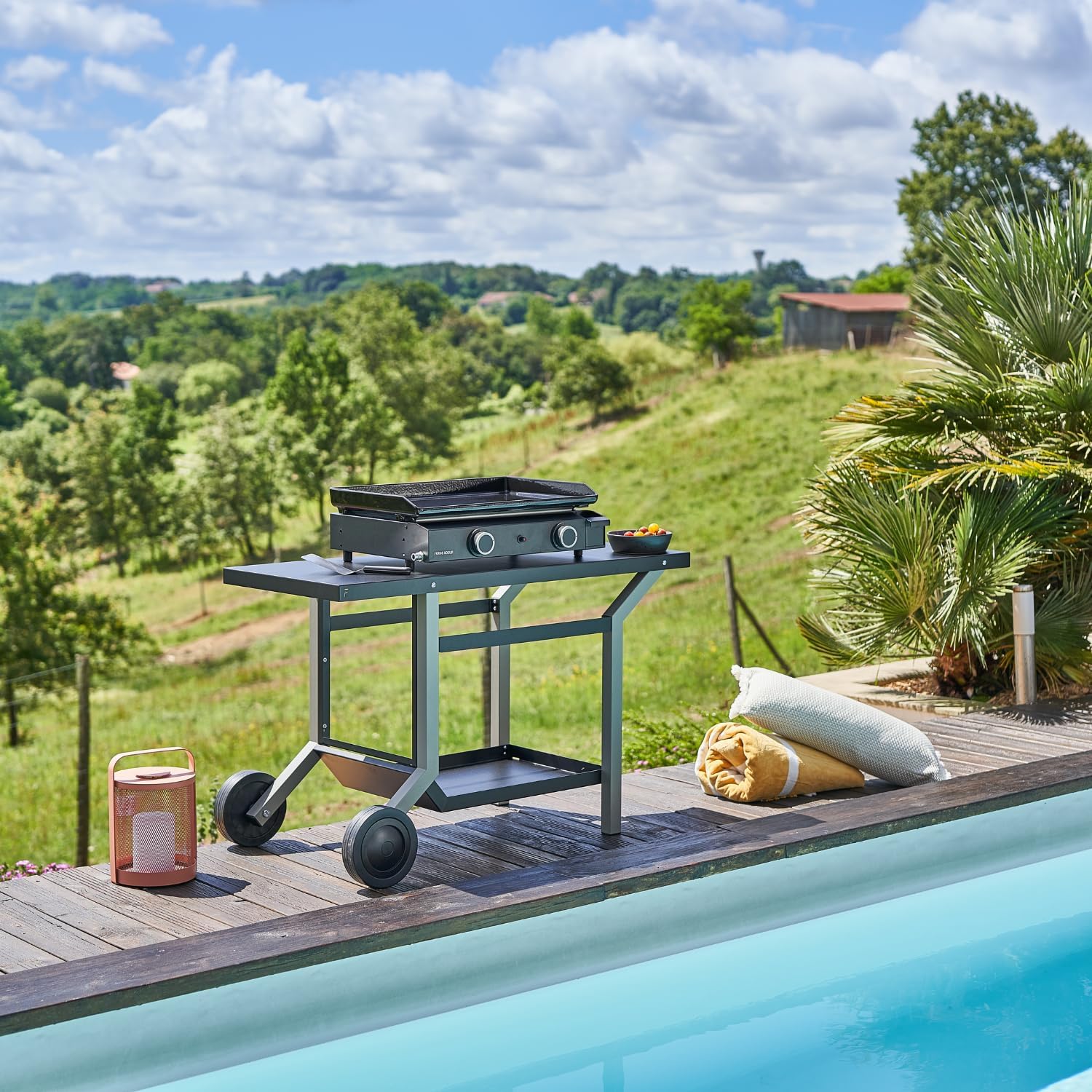 jardinite – Plancha série 60 cm – fonte émaillée, 2 brûleurs puissants