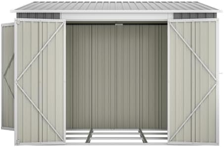 Abri de Jardin Métal 1,8 x 2,4 m – Double Porte Verrouillable avec Sol Inclus – Résistant aux Intempéries pour Rangement des Outils de Jardinage, Tondeuse et Vélo
