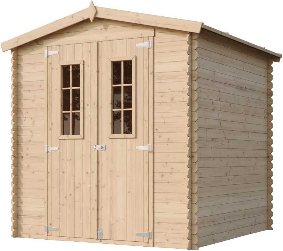 Abri de Jardin en Bois - Stockage extérieur I216xL206xH218 cm/ 3.53 m2 Petit abri à Outils, Local à vélos - Toit imperméable, fenêtres jardinite M343C