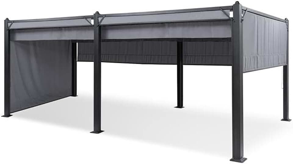 jardinite - Pergola aluminium série Polycarbonate - 3x6m - toit hydrofuge, protection UV, cadre métal, toit/côtés polyes