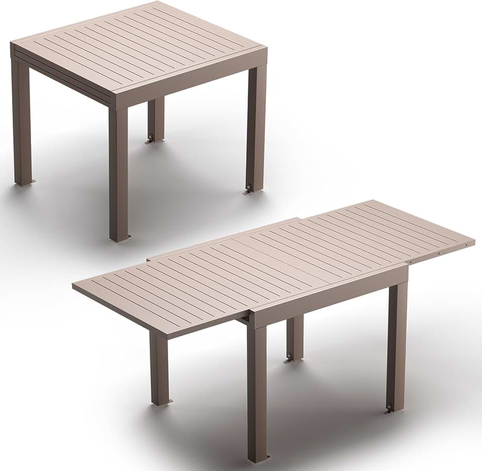 jardinite - Table extensible 163x80cm - aluminium, facile entretien, 6-10 pers.
