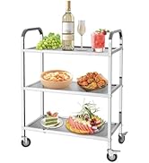 jardinite Chariot de Service INOX Service desserte de Cuisine INOX 3 étagères 4 Tailles de Restaura...