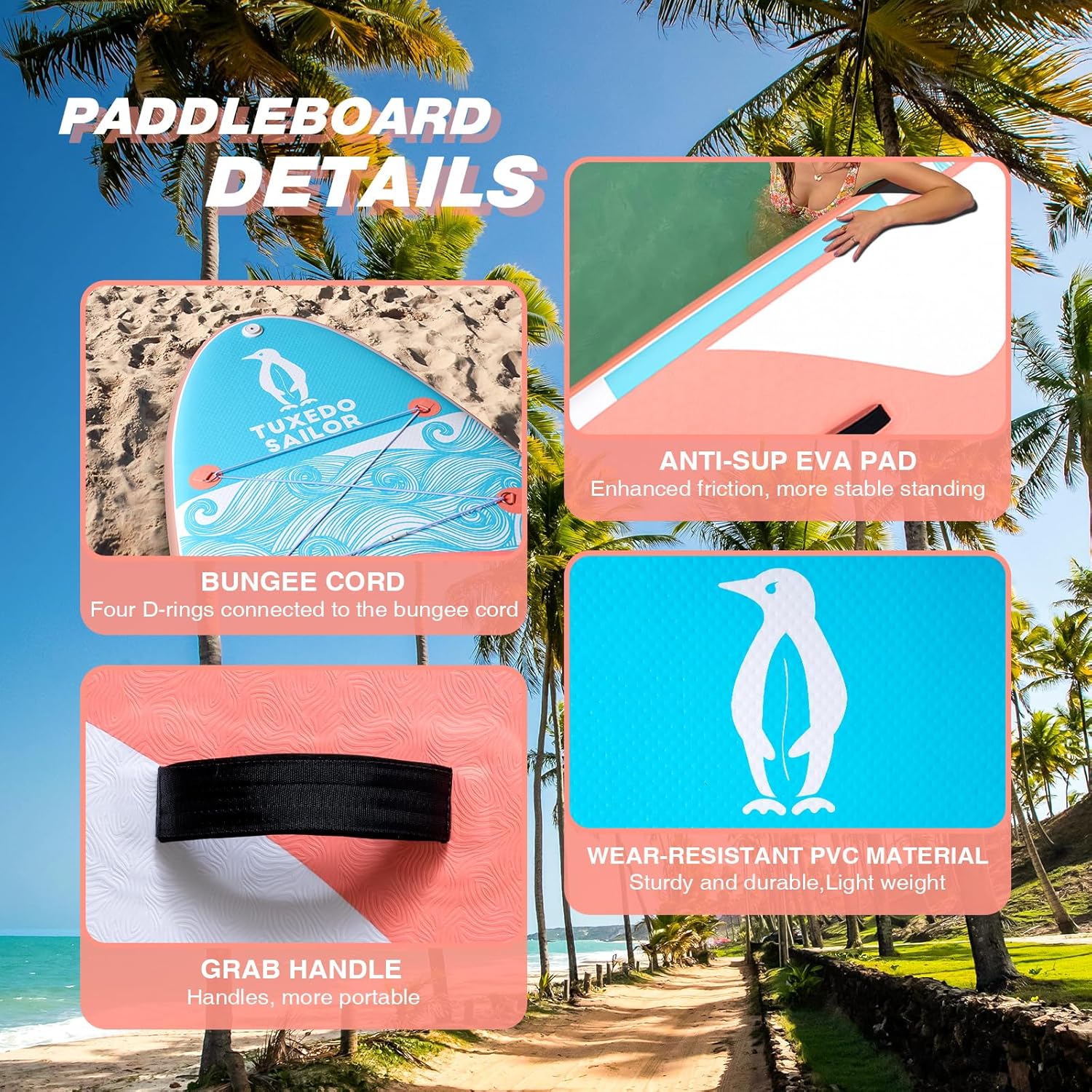 jardinite - Paddle Gonflable Adulte - SUP 320 cm - avec accessoires complets