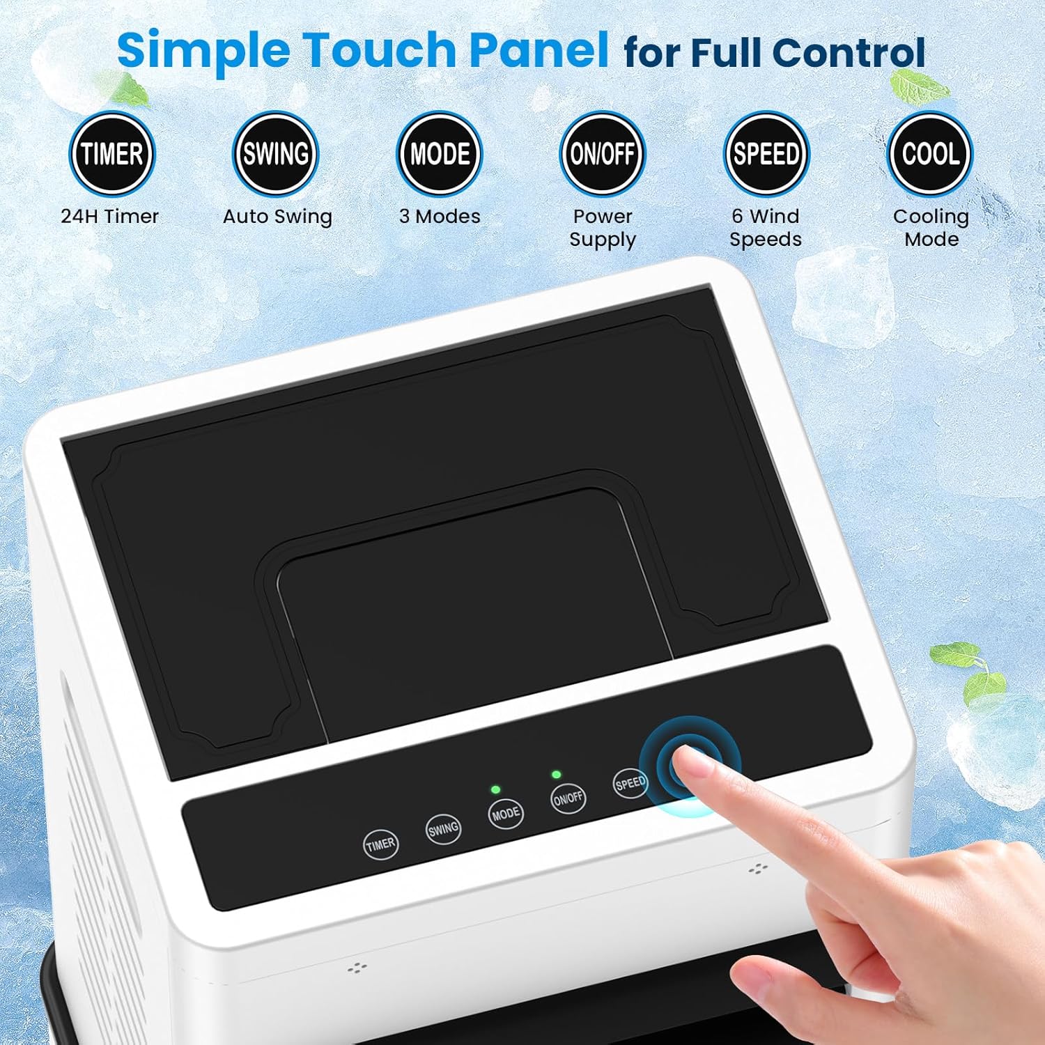 Climatiseur mobile - refroidisseur évaporatif 12 L - 6 vitesses, télécommande, minuterie 24h, 45W