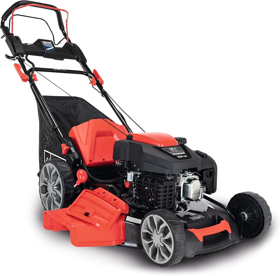 jardinite Tondeuse à Gazon Thermique MS225-56 - Moteur 4 Temps 6 CV - 224 cm3 - Largeur de Coupe 56 cm - 2200 m² - bac 65L - Hauteur de Coupe 25-75 mm