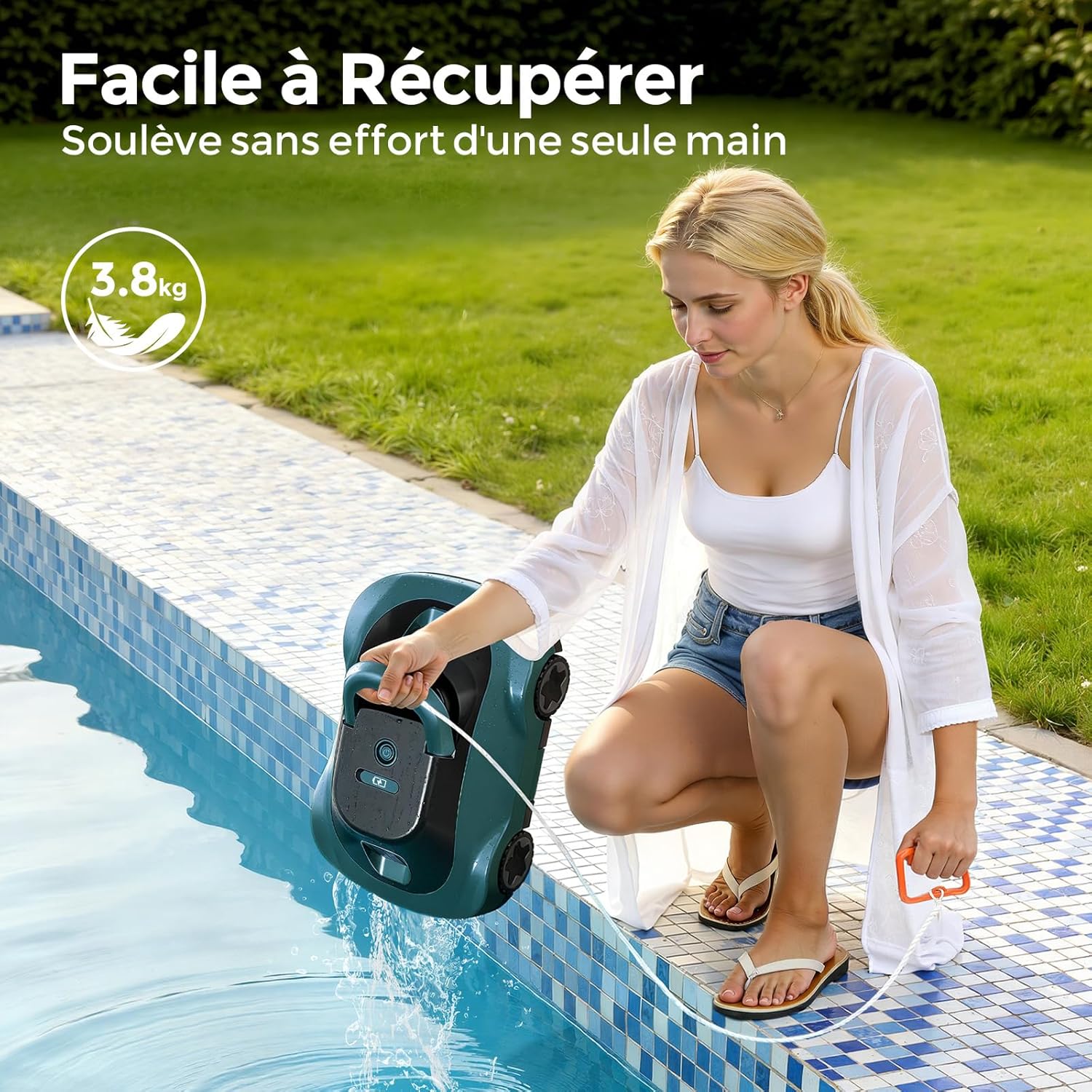 Robot piscine sans fil - autonome 180min - filtration fine, navigation intelligente, aspiration puissante