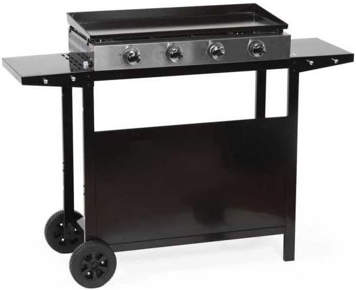 jardinite - MERIDA série - 75x35 cm - 4 feux gaz, chariot, acier - GARDENMAXMERIDA